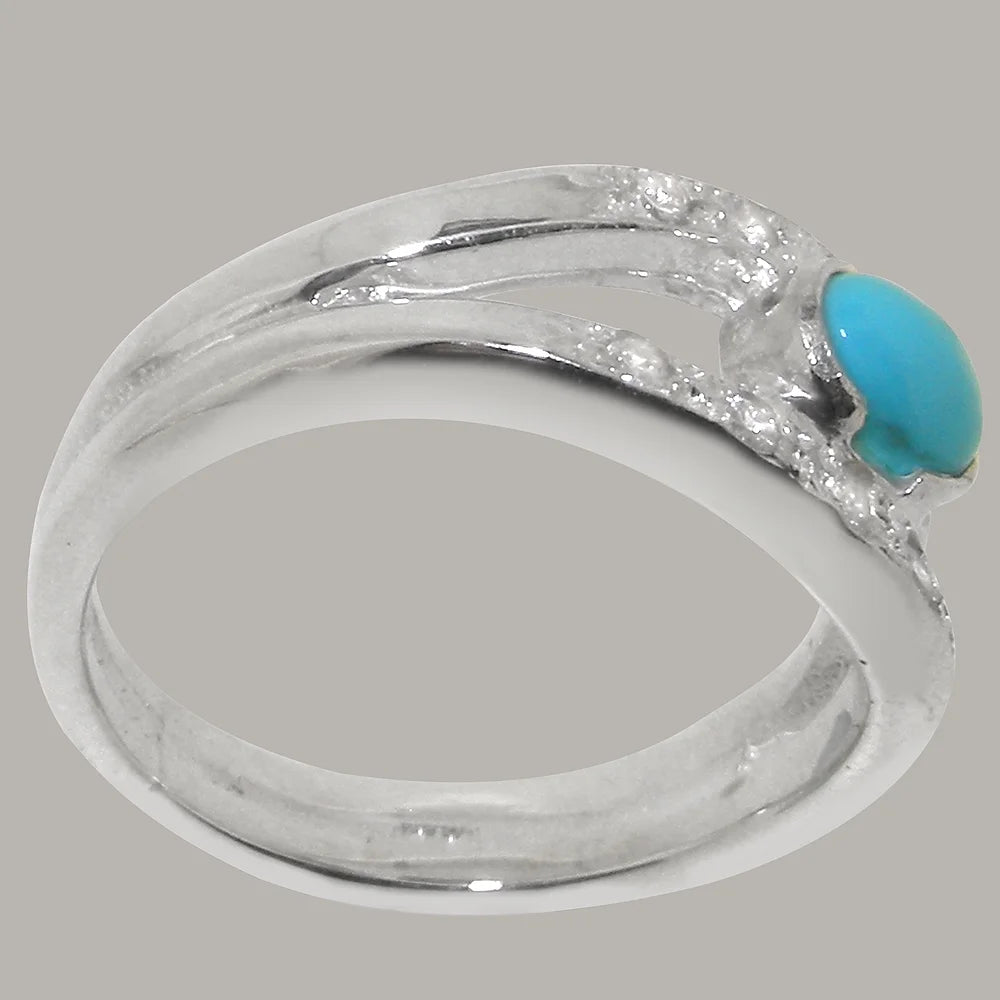 14k White Gold Turquoise Cubic Zirconia Womens Engagement Ring R793