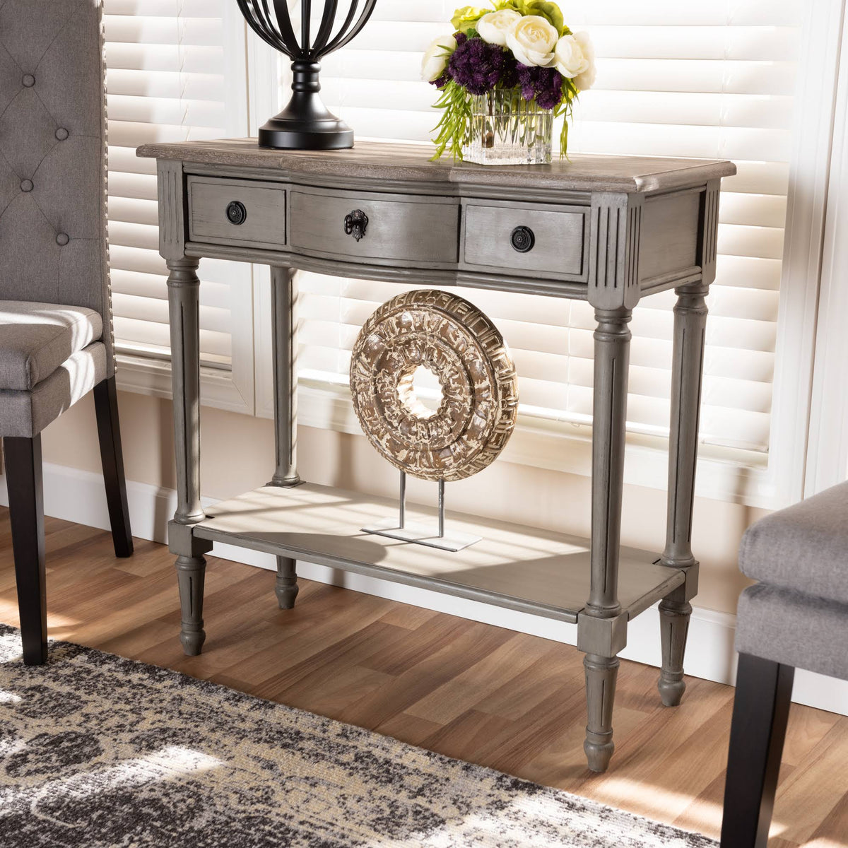 Gray 1-Drawer Wood Console Table I669