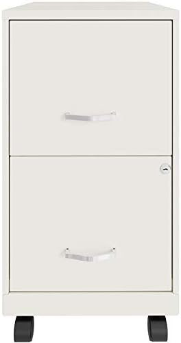 White 2 Drawer Metal Mobile File Cabinet with Lock X978