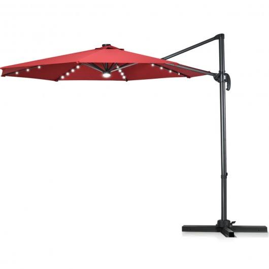 Wine Patio Offset Cantilever Umbrella with Solar Lights U768401