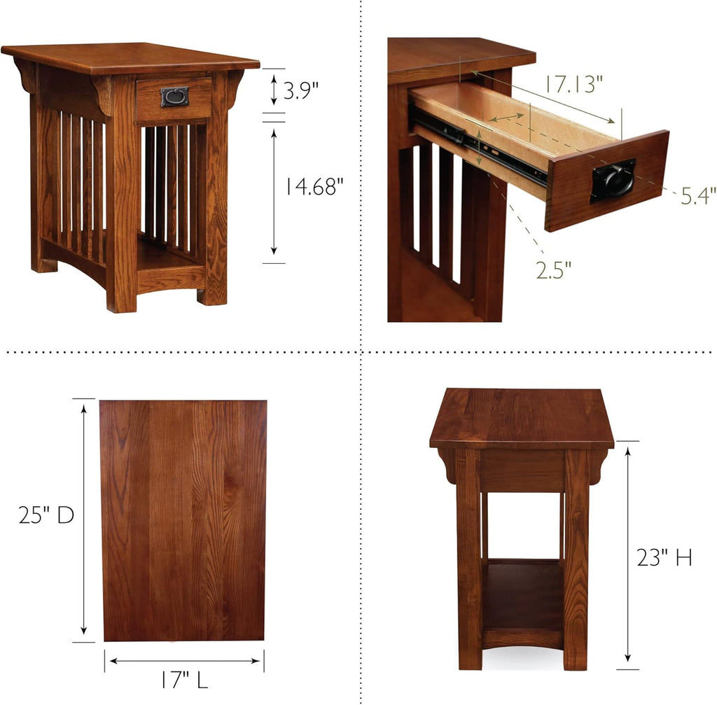 Solid Wood Medium Oak Side Table Z3769