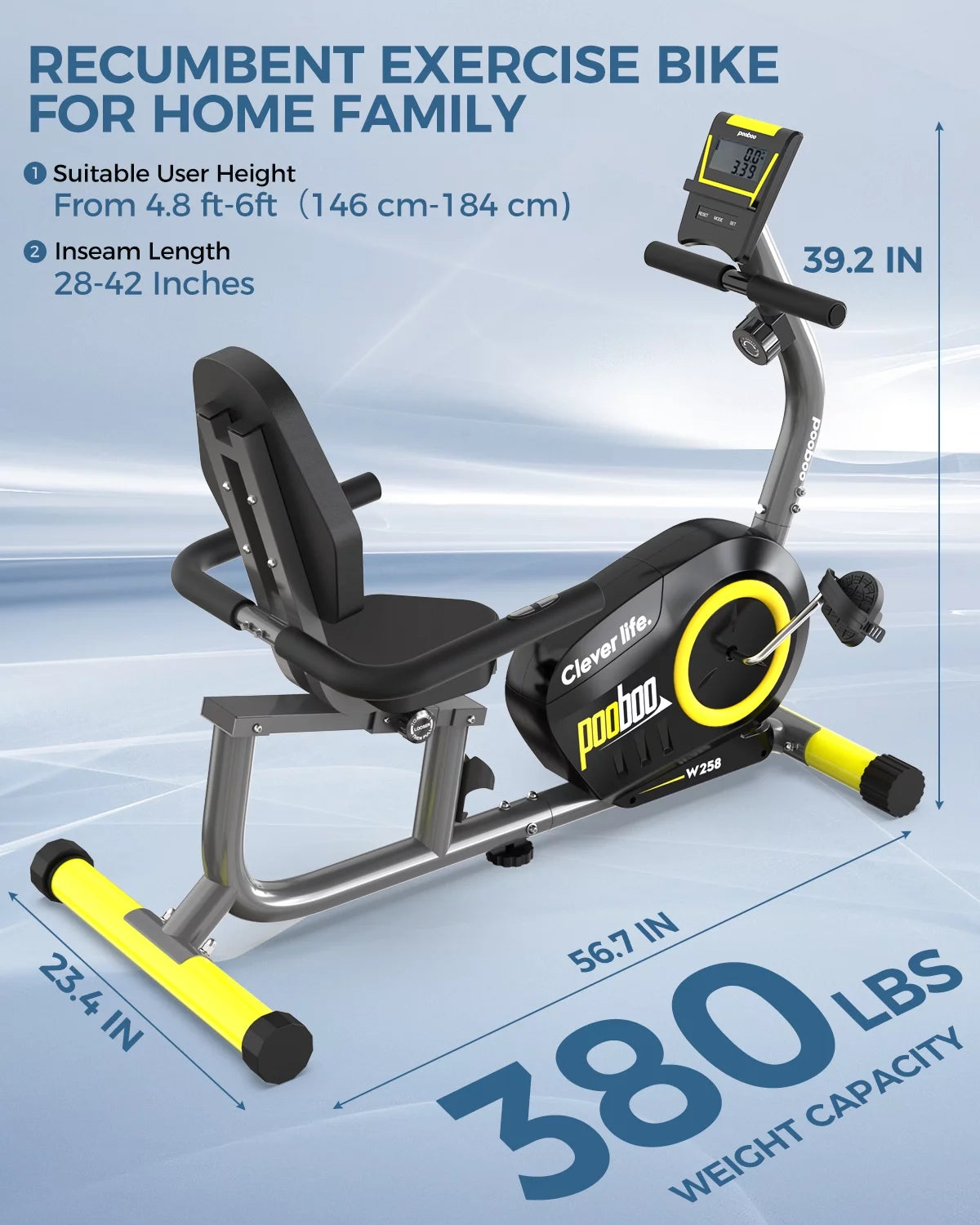 Recumbent Exercise Bike Belt Drive Indoor Cycling Bike G7921