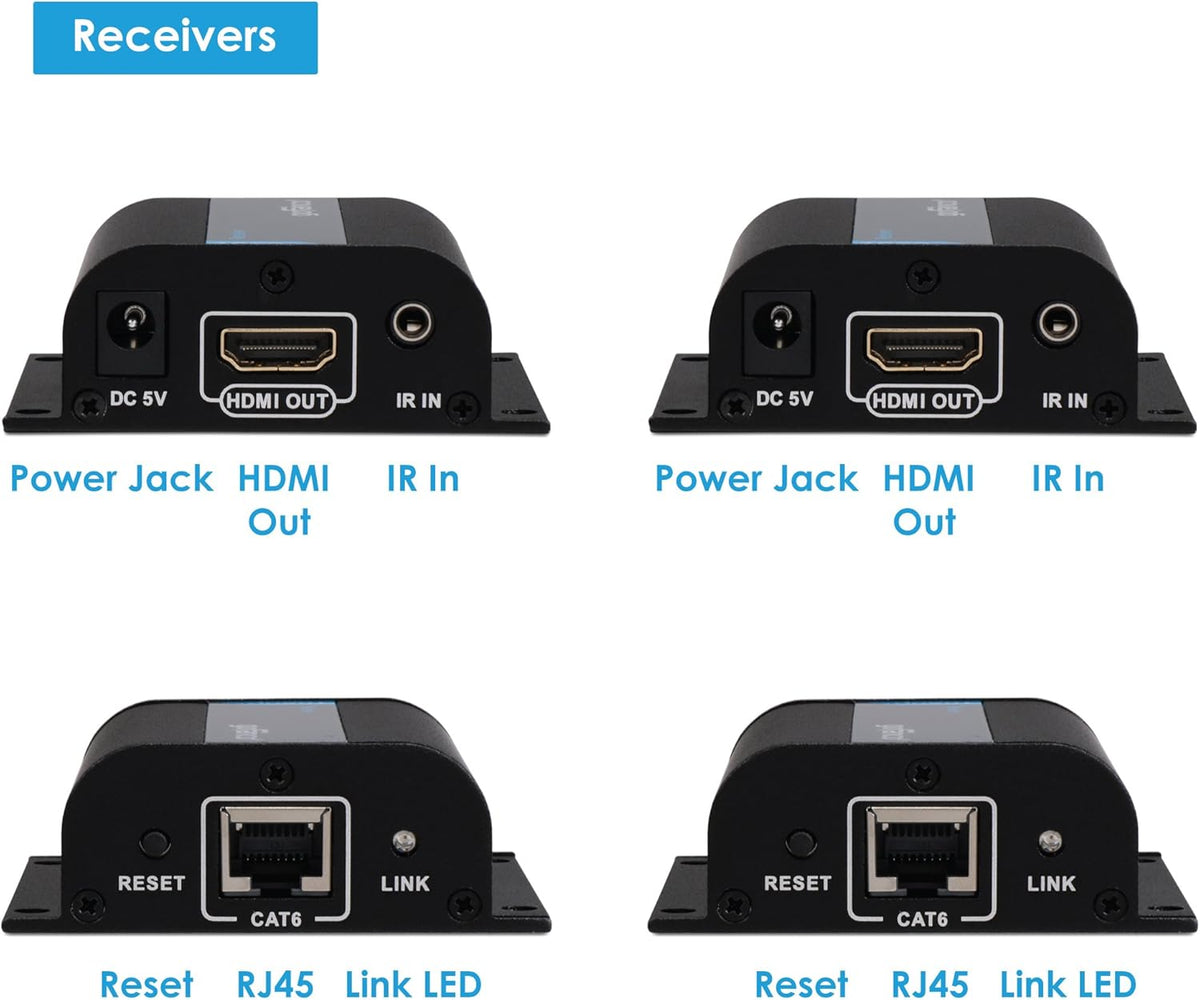 130ft 1080p 1x2 HDMI Extender Splitter Over Ethernet Cable with IR Remote Control W249436