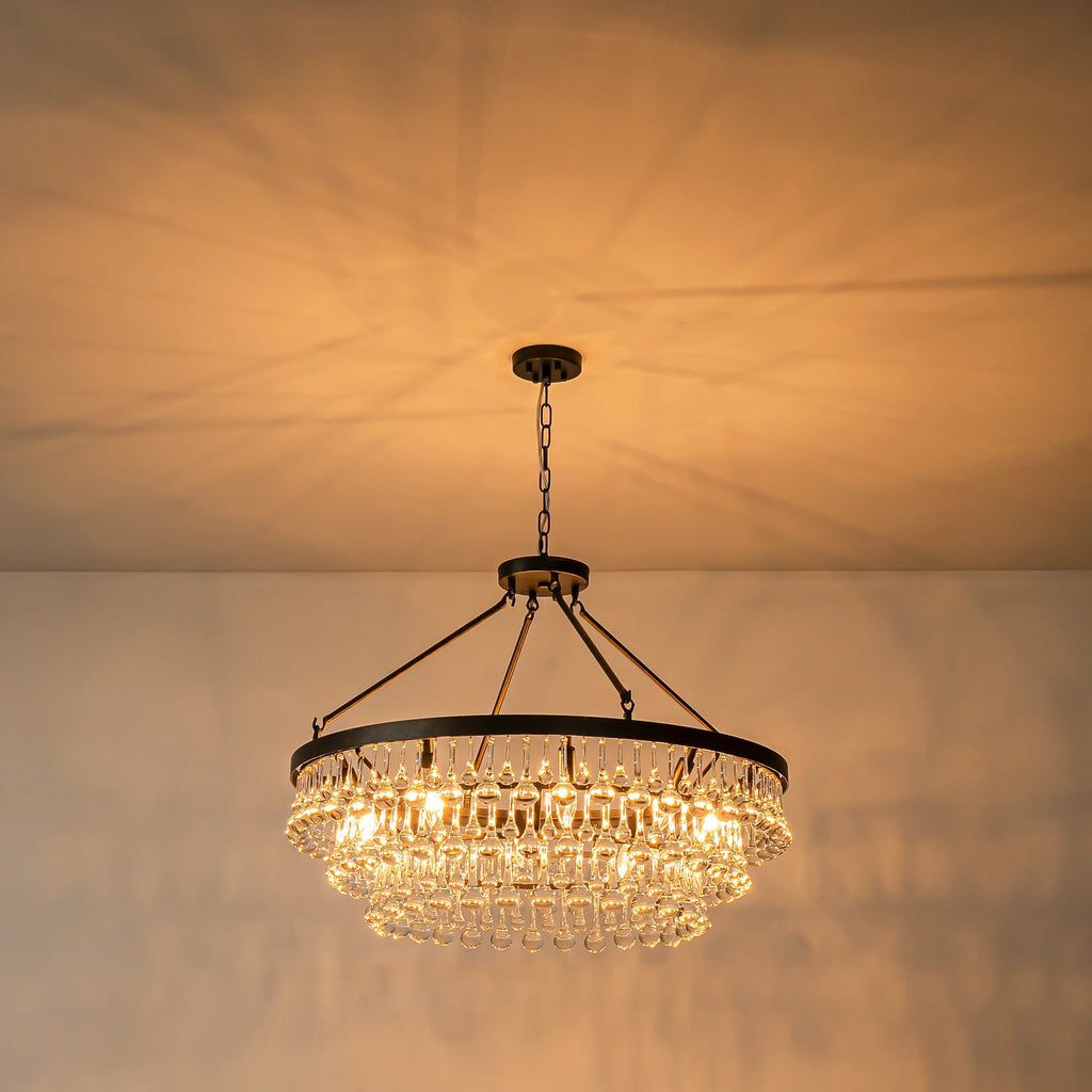 10-Light 3-Tier Drum Crystal Chandelier C4259