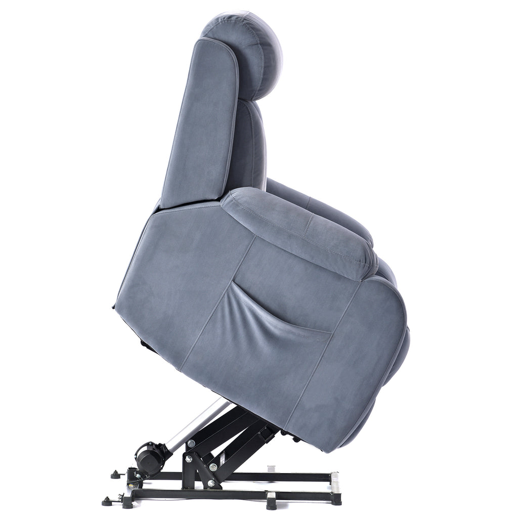 Light Gray Cashmere Fabric Power Recliner Sofa Chair R639267