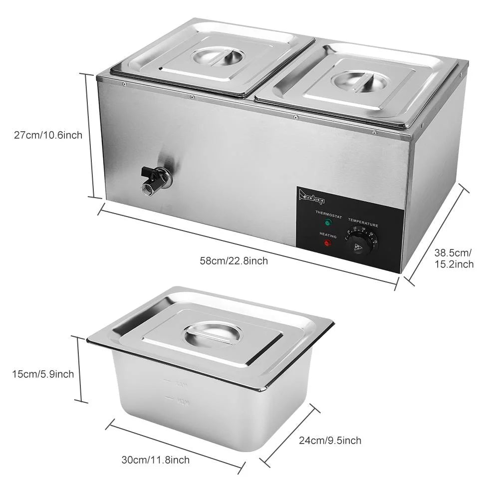 600W 2-Pan Stainless Steel Food Warmer O10229