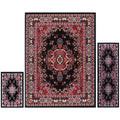Black/Red Medallion Border Area Rug 3-Piece Set K609