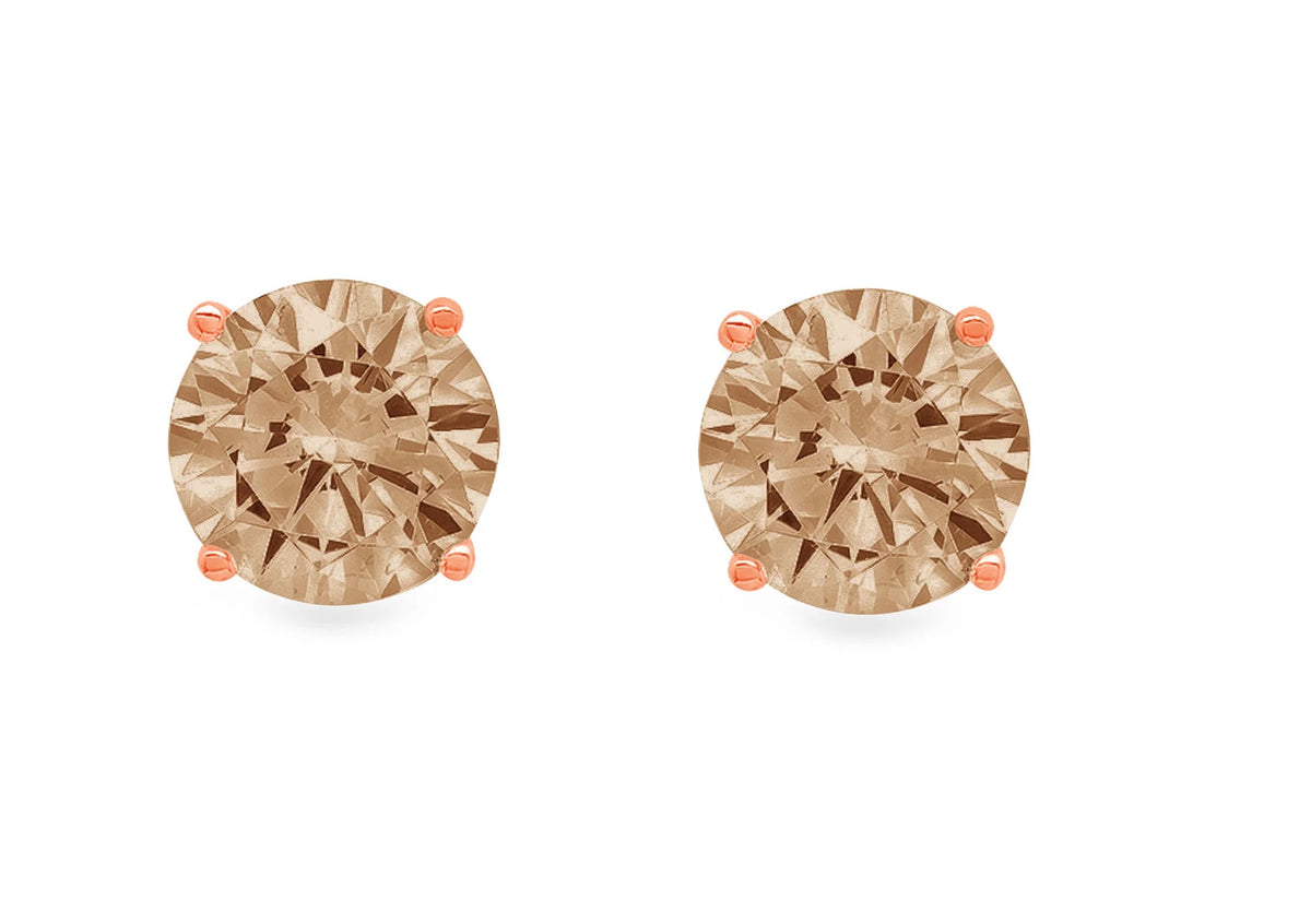 1.0 ct Solitaire Studs Simulated Diamond Solid 18K Rose Gold Earrings P46949