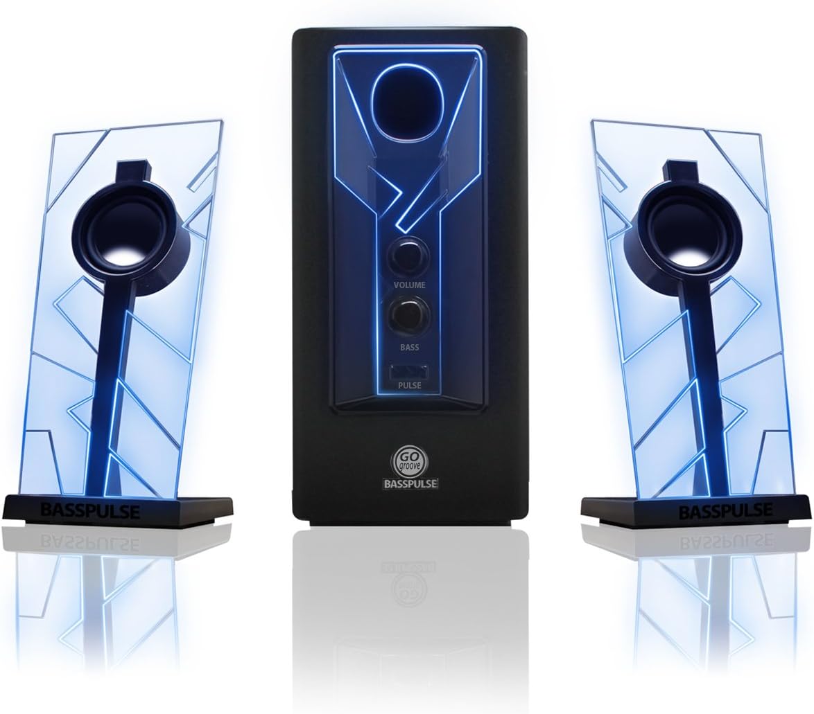 2.1 Computer Speakers with Green LED Glow Lights and Powered Subwoofer K52670