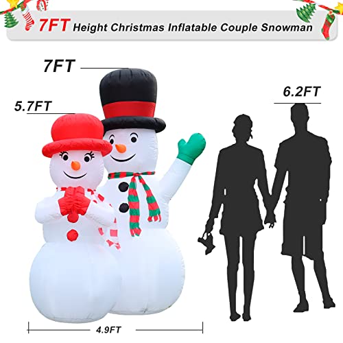 7 FT Inflatable Snowman with Built-in Rotating LED Light D755833