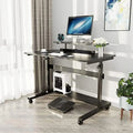 41 Inch Height Adjustable Mobile Standing Desk with Hutch N325732