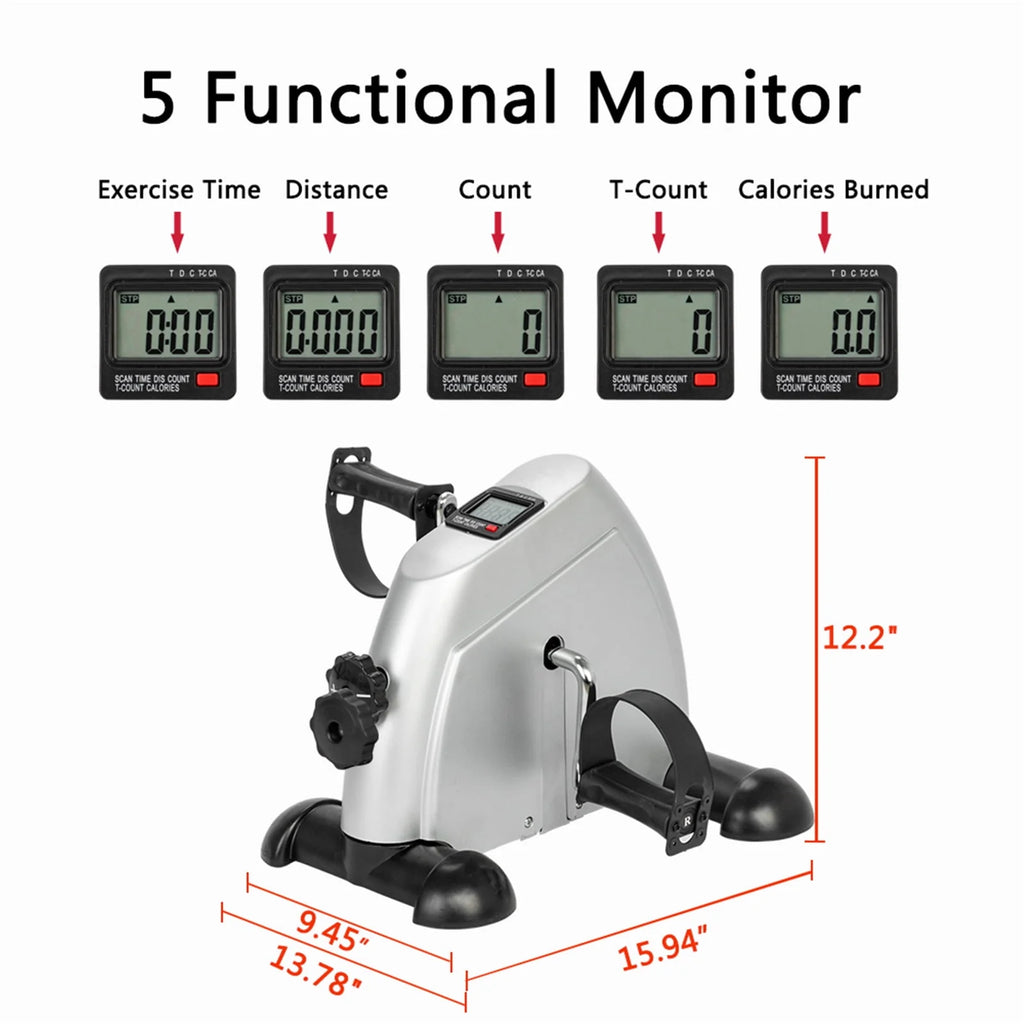 White Under Desk Exercise Pedal Bike with LCD Screen B4453