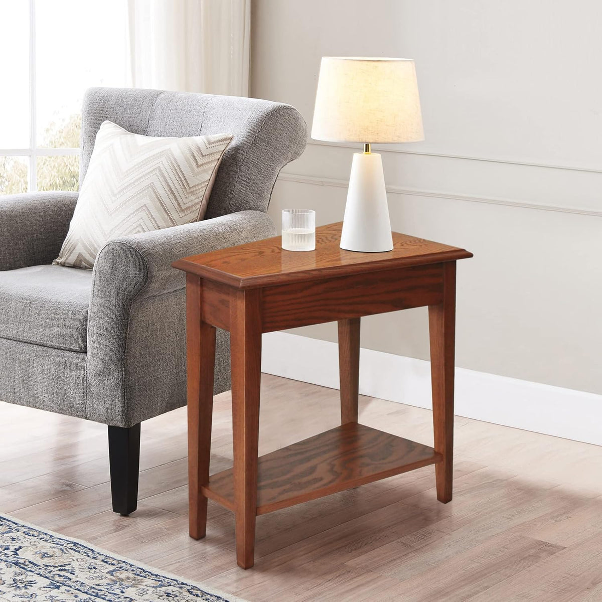 Solid Wood Medium Oak Side Table Z3769