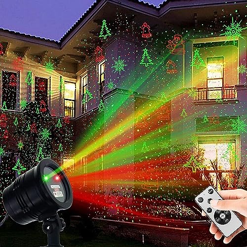 Christmas Projector Lights Outdoor Laser Lights Landscape Spotlight Red and Green Star Shower with Wireless Remote R6393