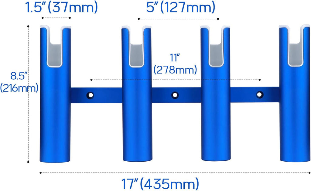 Wall-Mounted Aluminium Fishing Rod Holder 4 Link Tube Pack of 2 C650