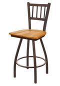 Bronze Swivel Stool with Medium Oak Seat O1519