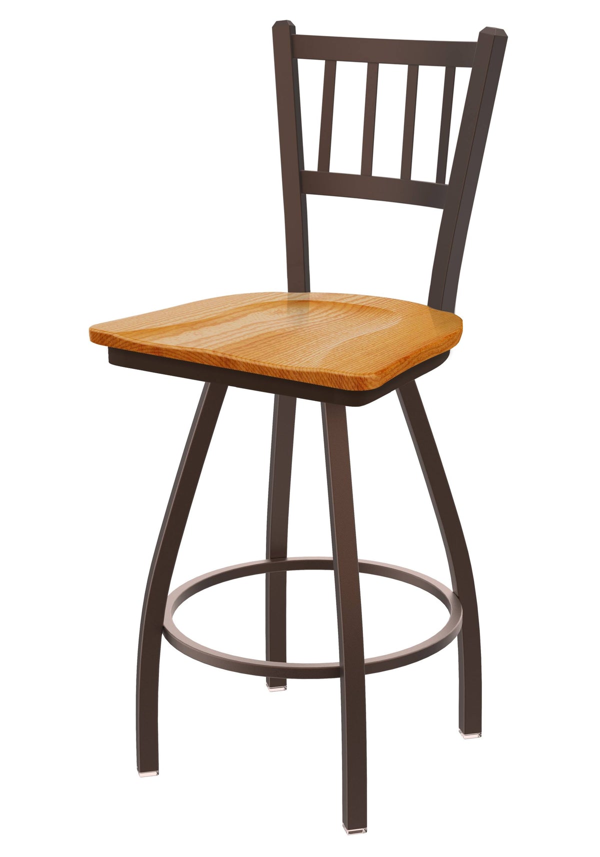 Bronze Swivel Stool with Medium Oak Seat O1519