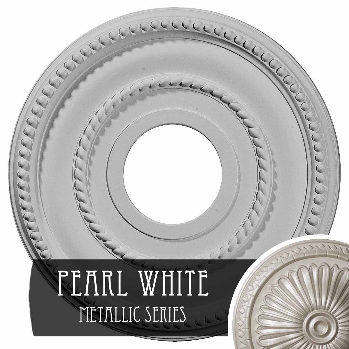Hand-Painted Pearl White Ceiling Medallion J33689