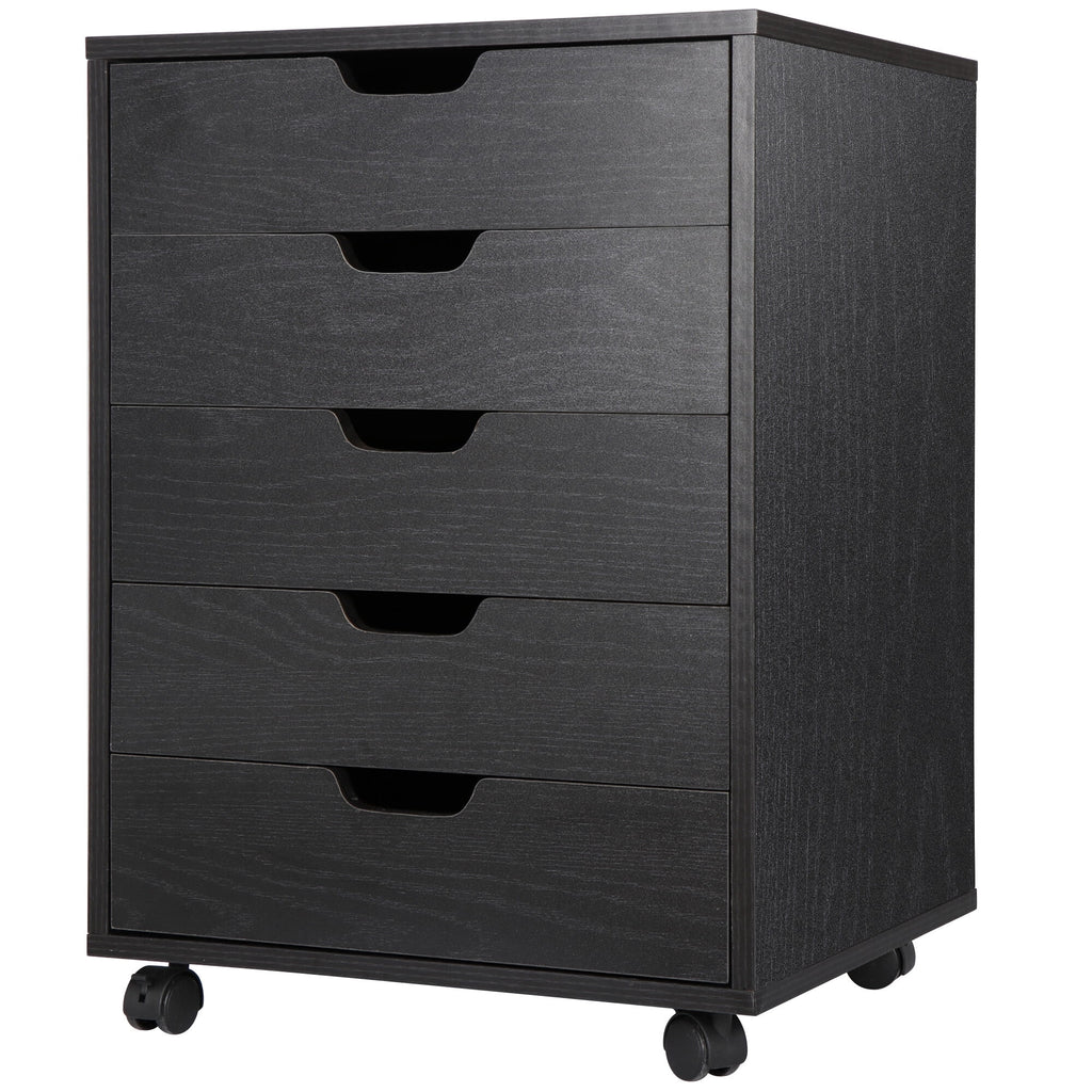 Black 5 Drawer Desk Cabinet with Casters Y985607