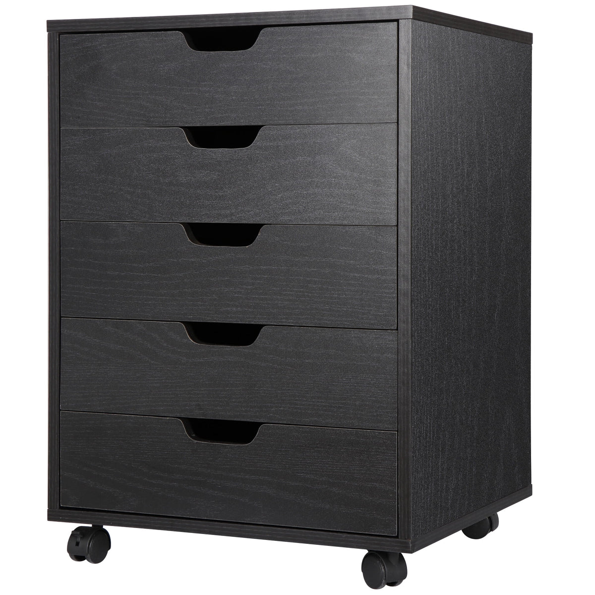 Black 5 Drawer Desk Cabinet with Casters Y985607