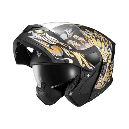 Motorcycle Dual Visor Flip up Modular Full Face Helmet V6134