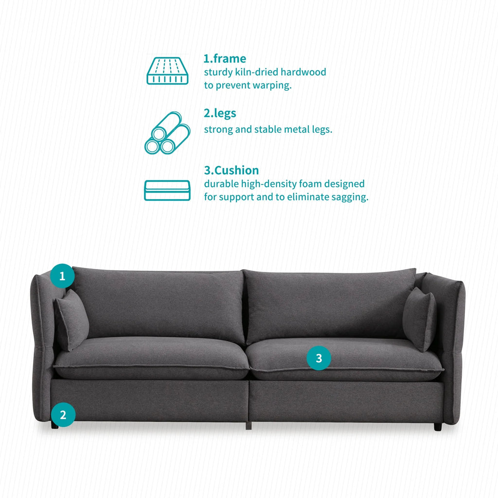 Dark Grey Linen Convertible Sectional Sofa Set A379611