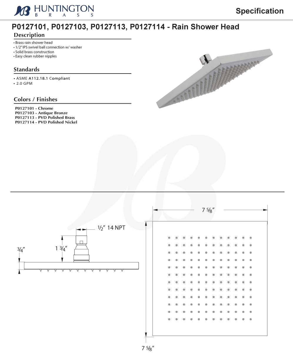 Chrome Square Rain Shower D433