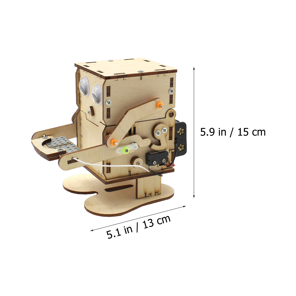 Wooden Piggy Bank Coin Eating Robot Toy I2060