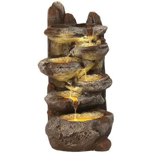 6-Tier Cascading Rock Water Fountain with Lights B784