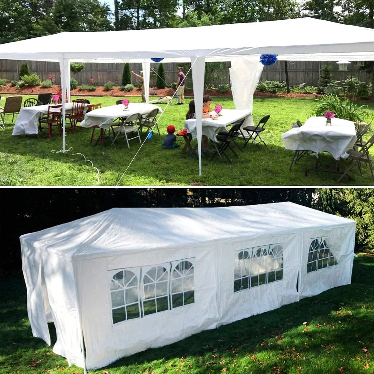 10'x30' Outdoor Canopy Tent with 8 Side Walls White A3052