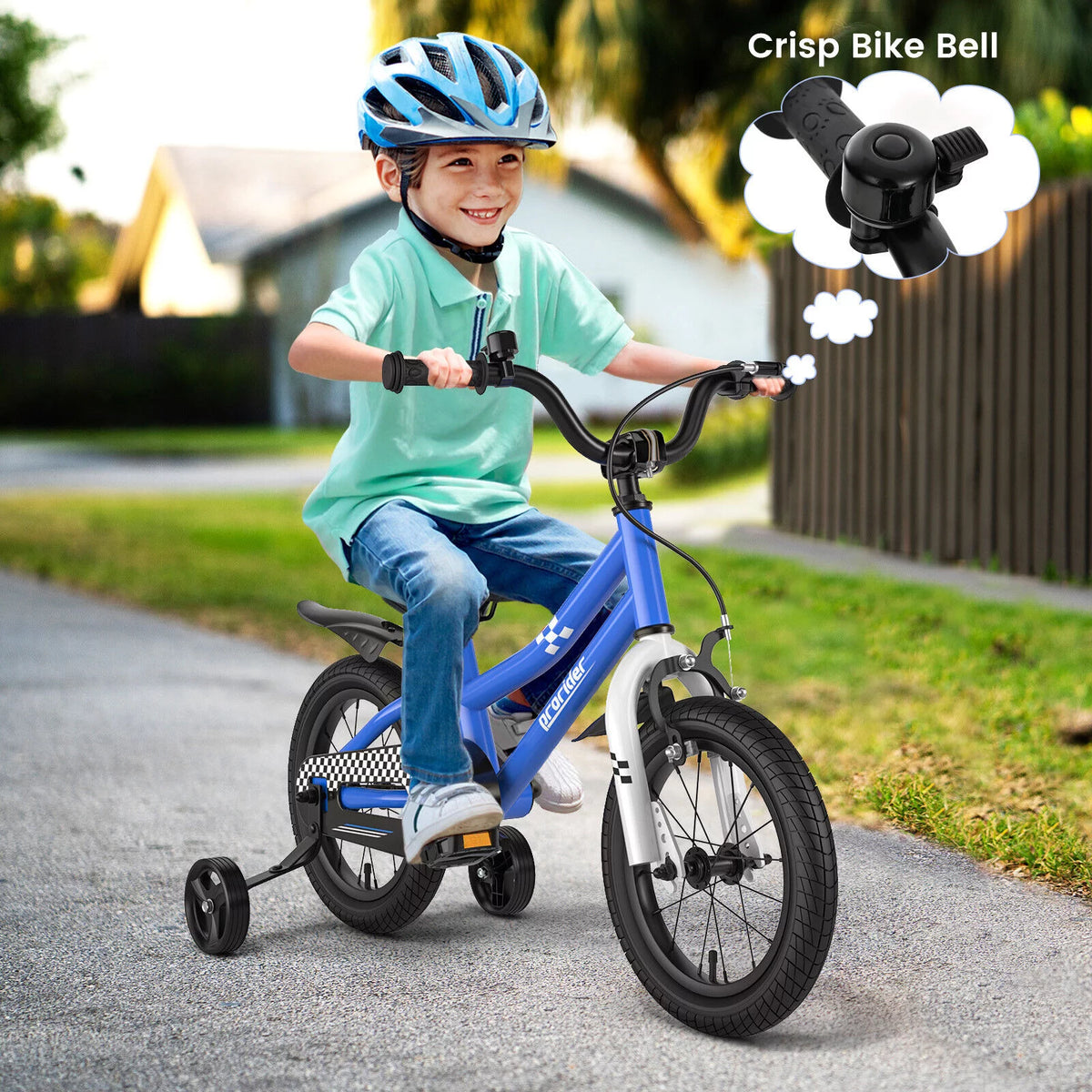 14 Kid's Bike with Training Wheels and Basket, Blue M326265