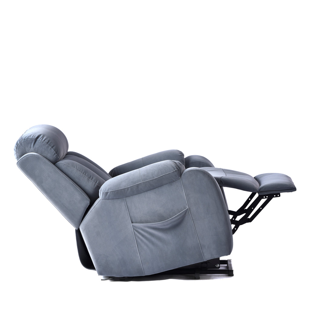Light Gray Cashmere Fabric Power Recliner Sofa Chair R639267