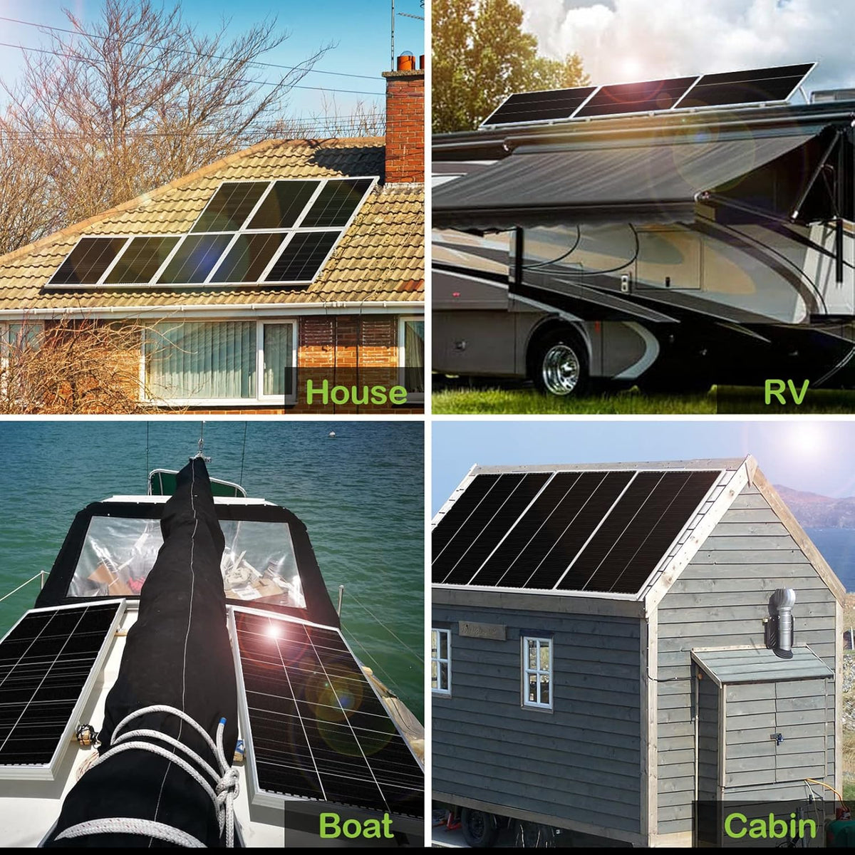 12 Volt 200 Watt Monocrystalline Solar Panel, 2 PCS 12V 100W T8463