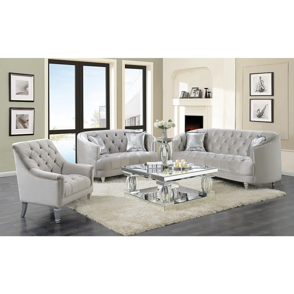 2-piece Tufted Living Room Set Grey E497698