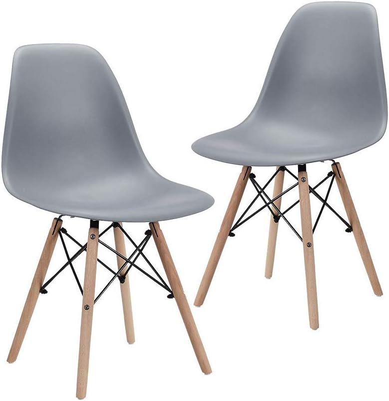 Beige Dining Chair with Natural Wood Legs, Set of 1 P72208