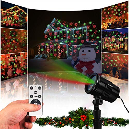 Christmas Projector Lights Outdoor Laser Lights Landscape Spotlight Red and Green Star Shower with Wireless Remote R6393