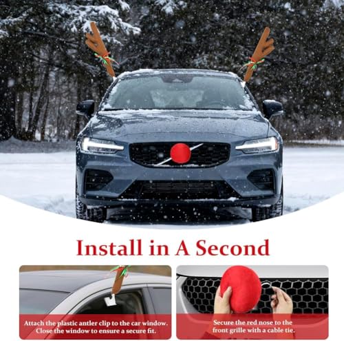 Reindeer Antlers & Nose Christmas Car Decorations M35013
