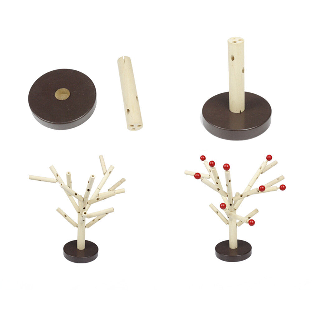 Creative Wooden Tree Blocks with Leaves 3D Building Set Toy B34770