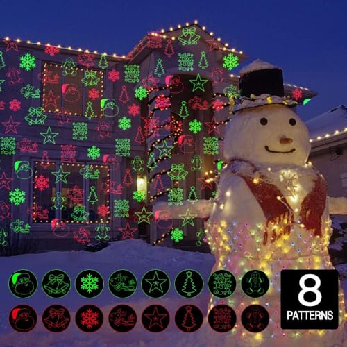 Christmas Projector Lights Outdoor Laser Lights Landscape Spotlight Red and Green Star Shower with Wireless Remote R6393