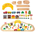 60Pcs Double-Side Wooden Train Set V553