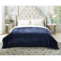 Flannel Reversible Sherpa Throw Blanket 60"x 80" Navy I61450