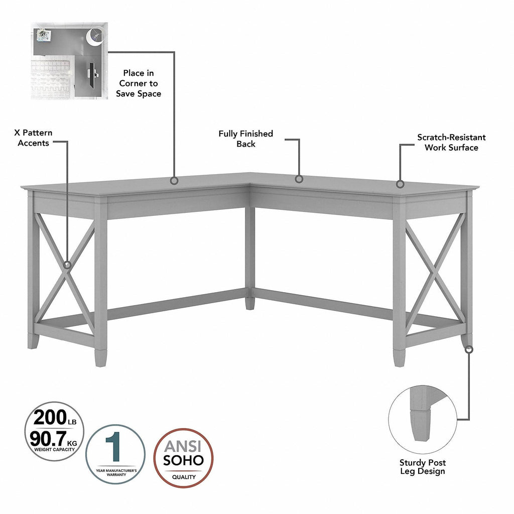 60-Inch L-Shaped Desk with Mobile File Cabinet F17394