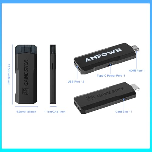 4K HD Game Stick with 128+256G TF Cards and Dual Controllers A165