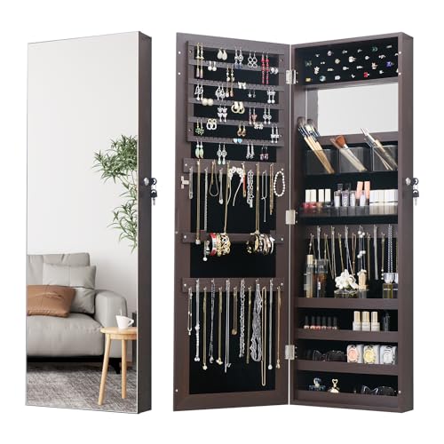 Off-White Jewelry Armoire with Mirror and 2 Drawers U602375