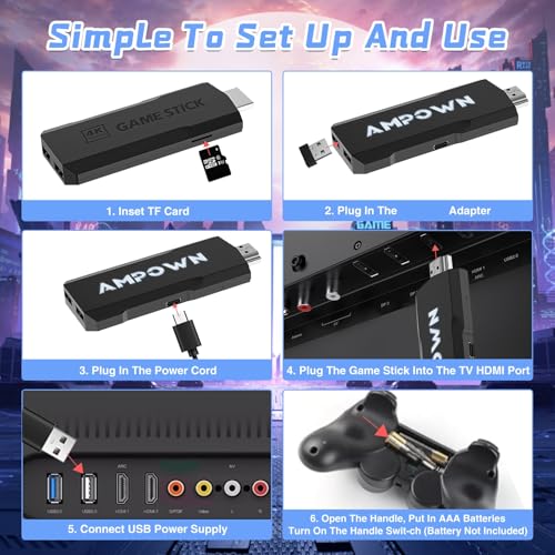 4K HD Game Stick with 128+256G TF Cards and Dual Controllers A165