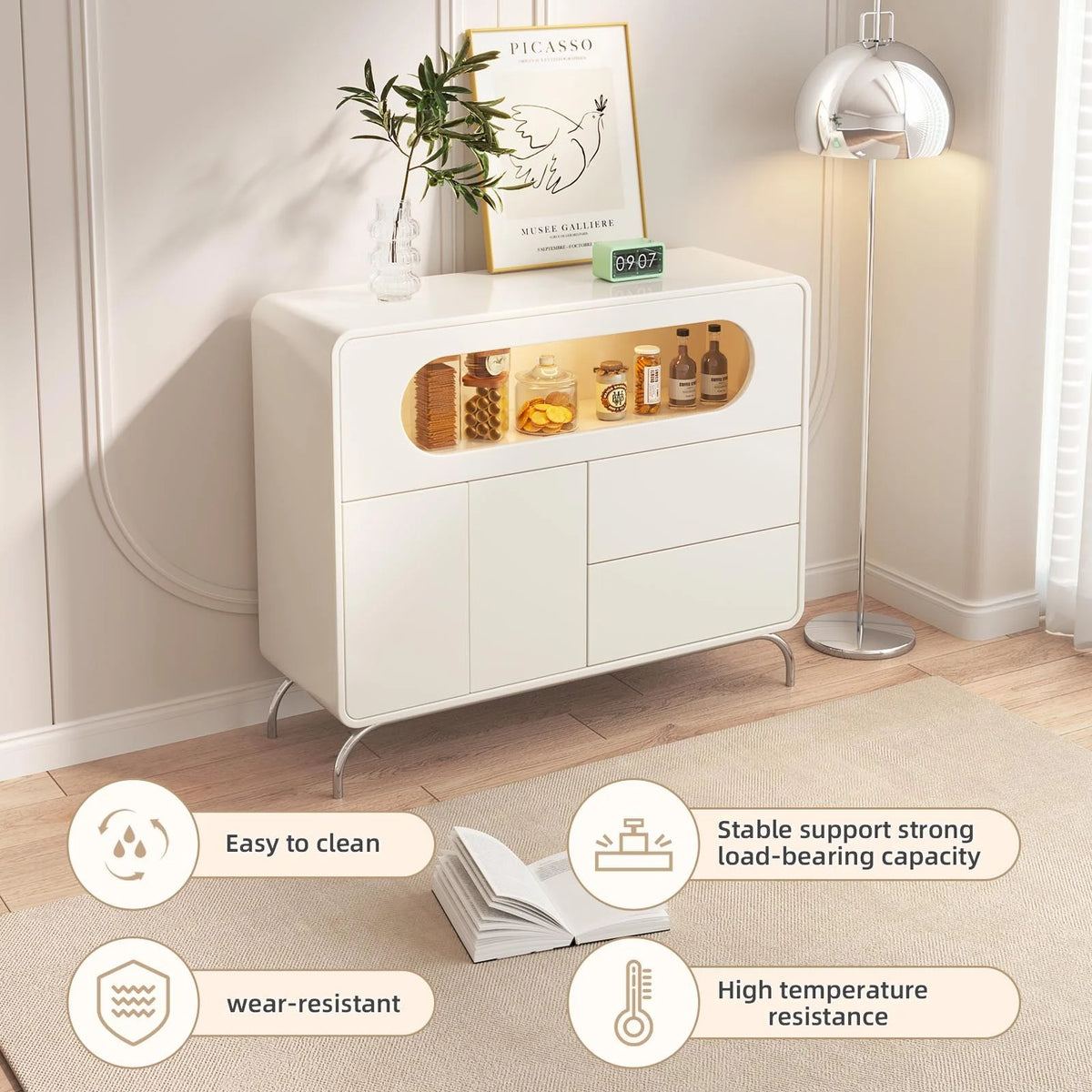 White Storage Cabinet with 2 Doors and 2 Drawers M770