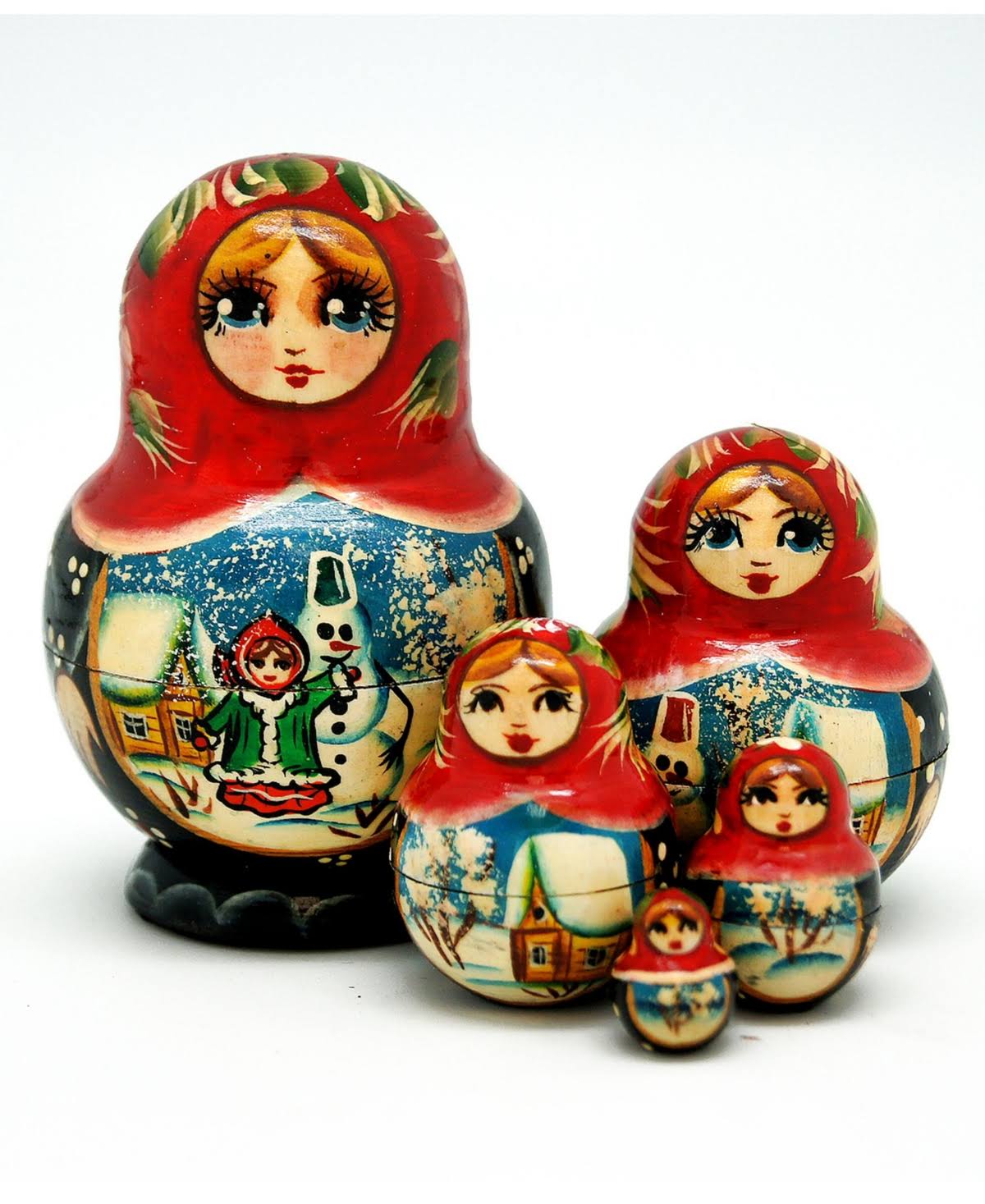 Wooden Stacking Snowman 5-Nest Doll A28434