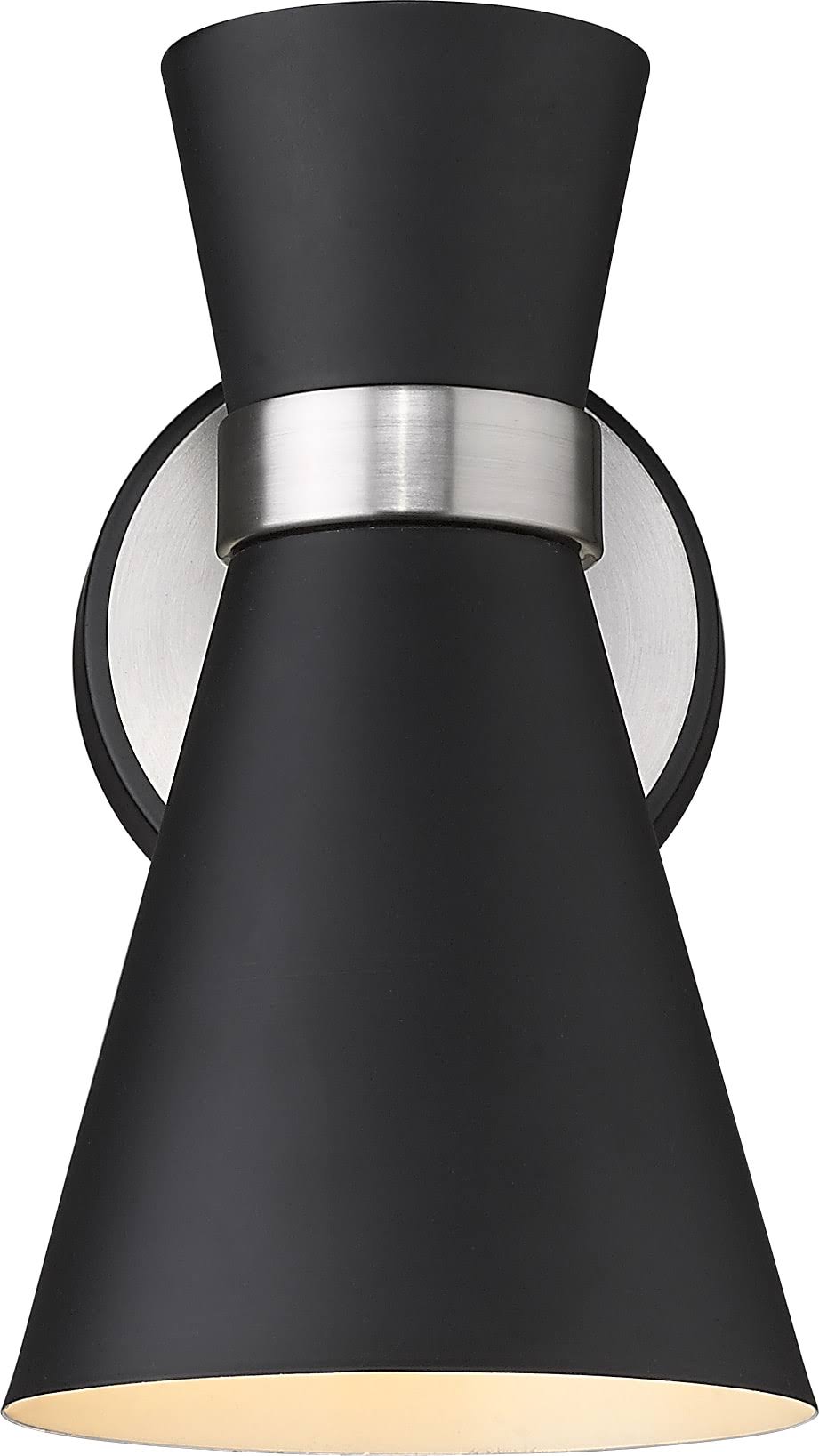 1 Light Matte Black Brushed Nickel Wall Sconce E7241