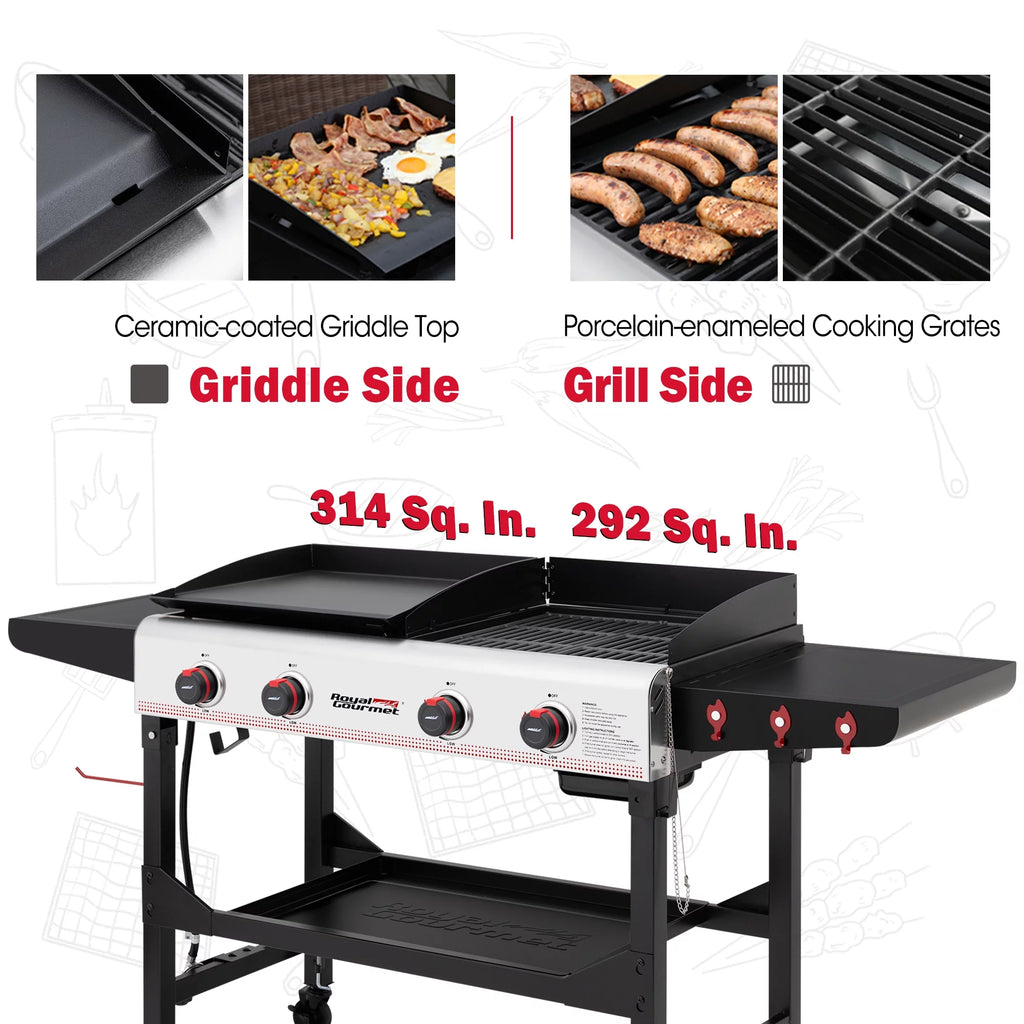 4-Burner Portable Flat Top Gas Grill and Griddle B472007