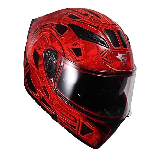 Motorcycle Dual Visor Flip up Modular Full Face Helmet V6134
